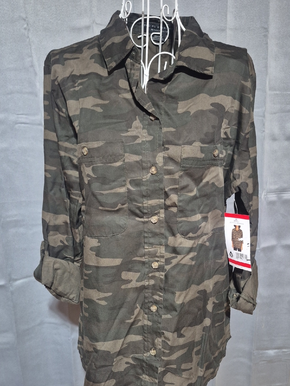 Camo Button-Down Shirt - Olive Green - Sanctuary